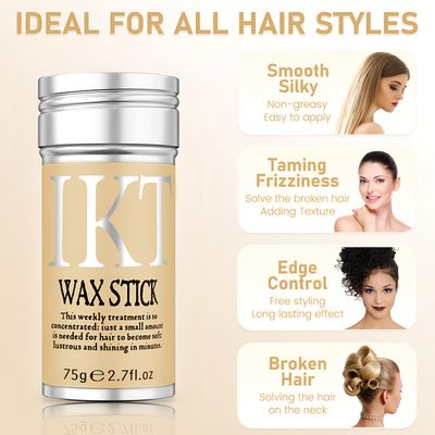 VOLLUCK Hair Wax Stick for Wigs, Edge Control Slick Stick Hair Pomade 2.7Oz Stick Non-greasy Styling Wax, Temporary Hair Styling Product for Edge Frizz Hair Pocket Size