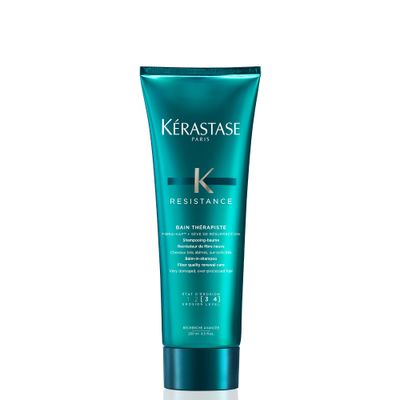 KRASTASE Resistance Bain Therapiste Shampoo, Repairing Gel Shampoo, Soothing Texture for Itchy Scalp, Heat Protectant with Protein for Weak Hair for Over-Processed and Damaged Hair, 8.5 Fl Oz