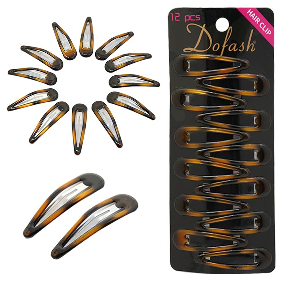 Dofash Epoxy Snap Hair Clips Metal Grips 5cm/2in Tortoise Accessories 12Pcs (Epoxy Tortie)