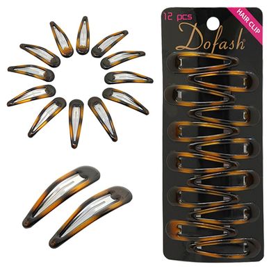 Dofash Epoxy Snap Hair Clips Metal Grips 5cm/2in Tortoise Accessories 12Pcs (Epoxy Tortie)