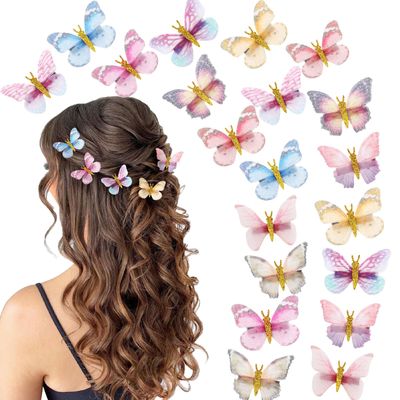 Paderison 20Pcs Glitter Hair Clips for Kids - Moving Fairy Accessories for Women, Girls Colorful Hair Clips 90s (Brown)