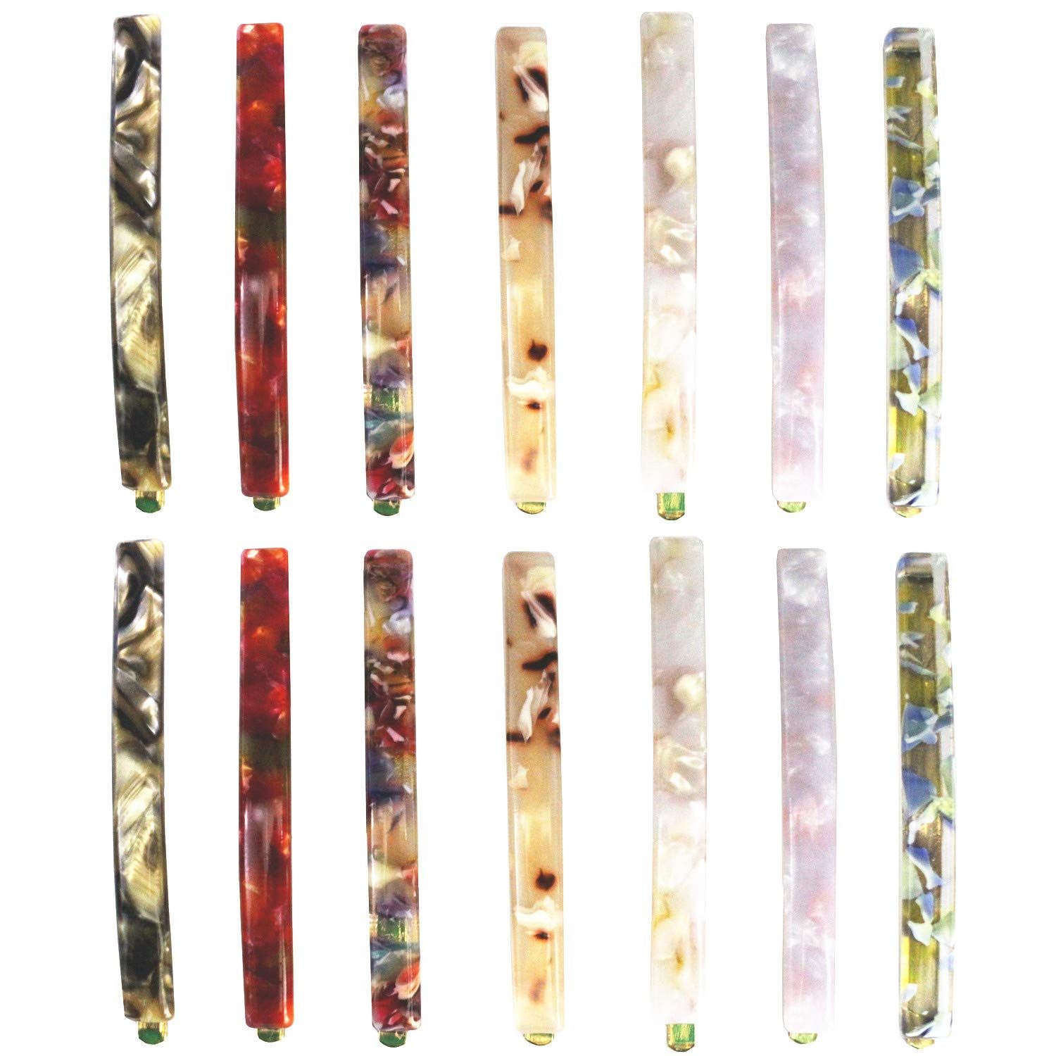 MIAO JIN 14 Pcs Hair Clips Bobby pins Acetate Barrettes Hair Accessories Fashion Geometric Bobby Hair Clips (7 Design)