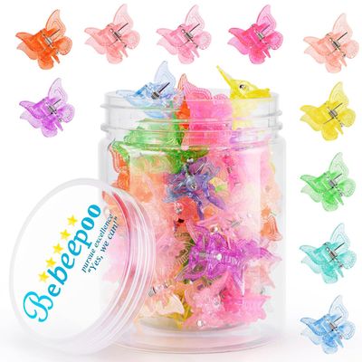 Mini Butterfly Hair Claw Clips - Glitter Small Hair Claw Clips, Sparkly Colorful Hair Accessories for Girls and Women, Cute, Tiny Clip Set of 50