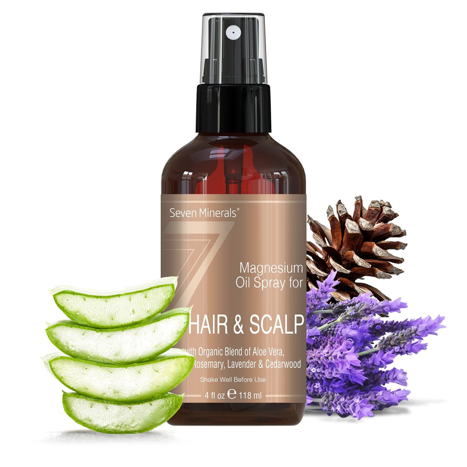 Seven Minerals Anti-hair Loss Treatment - Magnesium Spray for Men and Women | Made in USA - 100 Percent Natural and Organic | eBook Included (New)