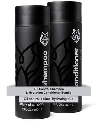 Black Wolf Mens Shampoo &amp; Conditioner Set for Oily Hair - Oil Control Shampoo with Moisturizing &amp; Deep Cleansing Formula - Conditioner for Soft &amp; Silky Strands - Daily Hair Care for Men