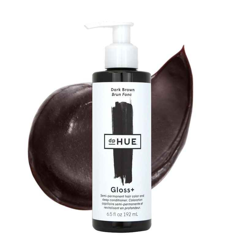 dpHUE Gloss+, Dark Brown - 6.5 oz (8-12 Applications) - Semi-Permanent Hair Color &amp; Conditioner - Lasts Up to Eight Washes - Paraben, SLS &amp; SLES Sulfate Free - Vegan, Leaping Bunny Certified