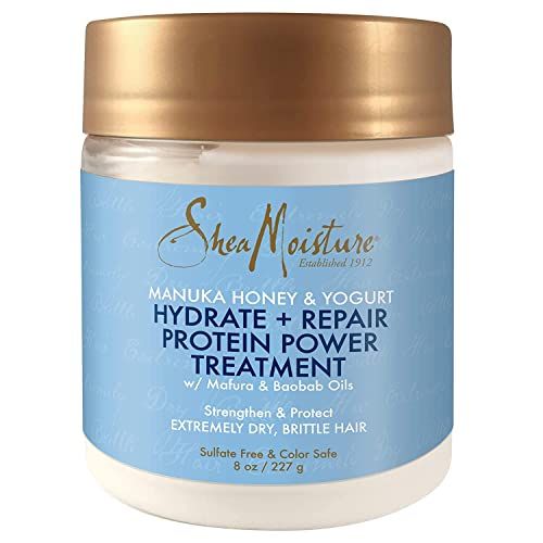SheaMoisture Hair Mask - Manuka Honey &amp; Yogurt, Hydrate + Repair Protein Power Treatment, Hair Treatment for Dry, Damaged Hair Care with Organic Shea Butter &amp; Castor Oil for Hair, 8 Oz