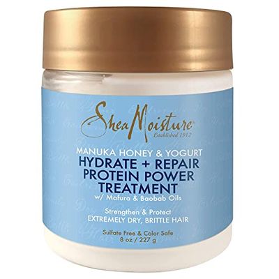 SheaMoisture Hair Mask - Manuka Honey &amp; Yogurt, Hydrate + Repair Protein Power Treatment, Hair Treatment for Dry, Damaged Hair Care with Organic Shea Butter &amp; Castor Oil for Hair, 8 Oz