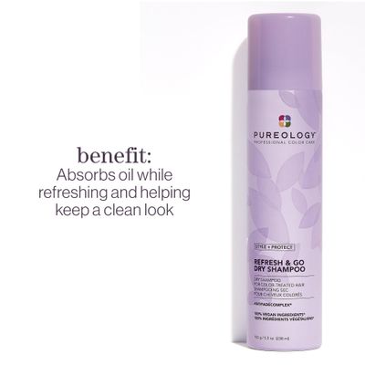 Pureology Style + Protect Refresh &amp; Go Dry Shampoo | For Oily, Color-Treated Hair | Volumizing &amp; Protective Dry Shampoo | Silicone-Free | Vegan | Updated Packaging | 1.2 Oz. |