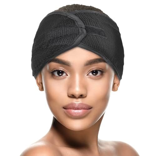 DONNA Satin &amp; Mesh Wrap 2pcs Black Satin Wrap Cap