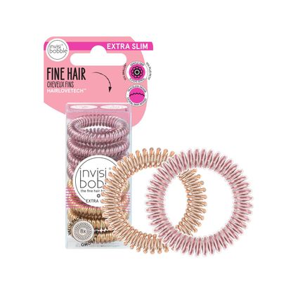 invisibobble Original Traceless Spiral Hair Ties - Pack of 8 (Extra Slim - Bella Rosa and Bronze)