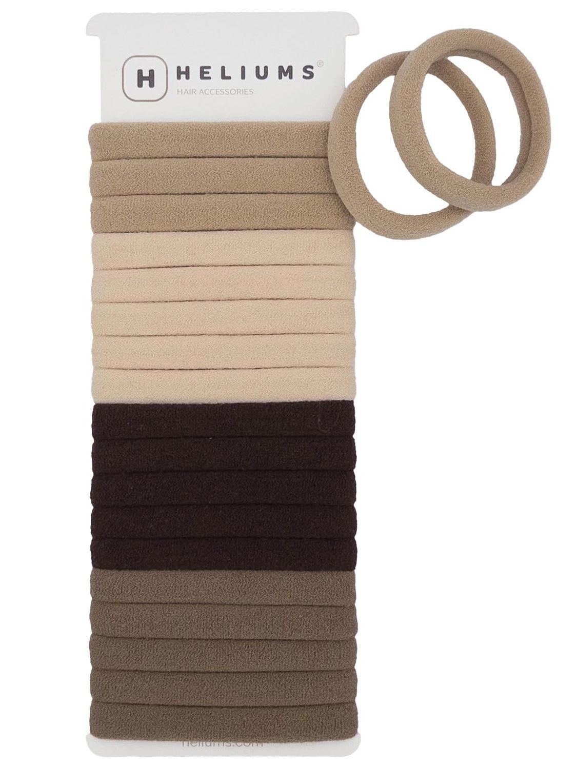 Heliums Soft Hair Ties - No Damage Seamless Nylon Fabric Bands, Ponytail Holders for Thin &amp; Thick Hair - Standard 1.5 Inch, Neutrals, 20 Pack