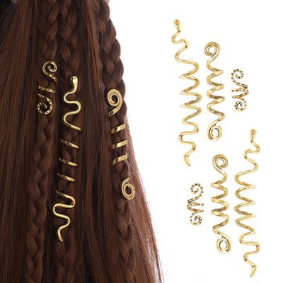 FRDTLUTHW Gold Snake Hair Jewelry for Braids, Halloween Hair Decoration, Dreadlock Accessories for Women(pack of 6)