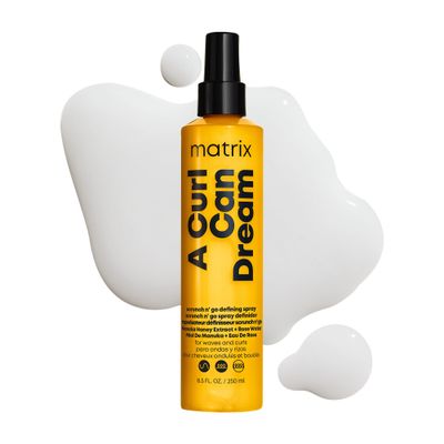 Matrix A Curl Can Dream Scrunch N&#39; Go Defining Spray For Wavy and Curly Hair, Frizz Control and Heat Protection Hair Spray, With Manuka Honey Extract