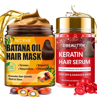 Batana Oil for Hair Growth &amp; Keratin Hair Treatment Serum,Batana Hair Mask for Damaged Hair and Growth,40 Capsules Leave-in Hair Oil Anti Frizz Hair Conditioner Serum