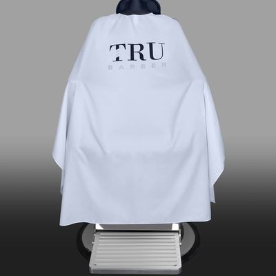 TRU BARBER hair salon cutting cape, Light weight and Waterproof, Professional Salon Cape with Snap Closure, Barber Cape, Barbershop cape, 50" x 58 (White)
