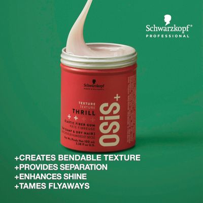 OSiS+ Thrill Fibre Gum - Medium Hold Flexible Style Control, 3.38 Oz - Bendable and Moldable Texturizing - Mega-Fibers and Natural Carnauba Wax for Long-Lasting Separation and Shine