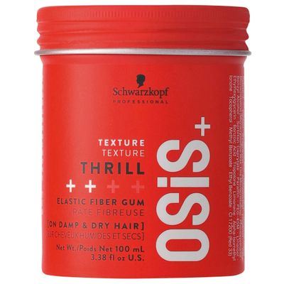 OSiS+ Thrill Fibre Gum - Medium Hold Flexible Style Control, 3.38 Oz - Bendable and Moldable Texturizing - Mega-Fibers and Natural Carnauba Wax for Long-Lasting Separation and Shine