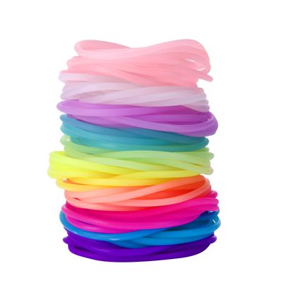 Senkary 120 Pieces Silicone Jelly Bracelets Rainbow Glow Neon Stretchable 80s Gel Gummy Bracelets Hair Ties for Party Favors, Adults, Women, Kids, Girl (10 Colors)