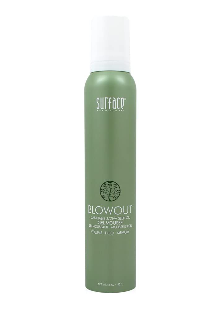 SURFACE Hair Blowout Gel Mousse for Women and Men, 5.5 oz - Heat Protecting, Volumizing, Lychee and Maracuja Oil - Premium Blowout Hair Products for Styling