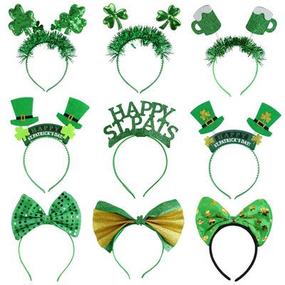 GoosWexmzl 9PCS St Patricks Day Headband,St.Patrick&#39;S Day Green Shamrock Clover Headband for Women Girls Hair Accessories Headwear