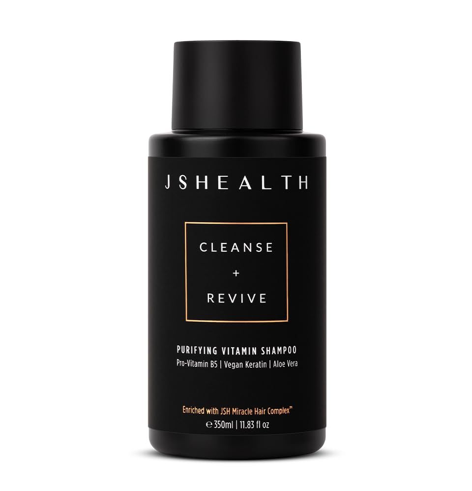 JSHealth Purifying Keratin Shampoo - Cleansing &amp; Reviving Natural Shampoo for Color Treated Hair, Curly Hair &amp; Dry Hair - Vegan, Sulfate &amp; Paraben Free Formula, 350ml