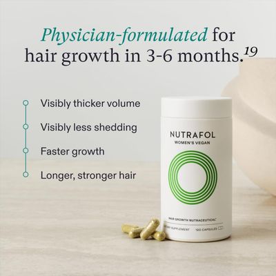 Nutrafol Women's Hair Growth Supplements, For Women 18-44 Years Old, Clinically Tested for Visibly Thicker, Stronger Hair, 100% Vegan Ingredients, Dermatologist Recommended - 2 Month Supply, 2 Pouches