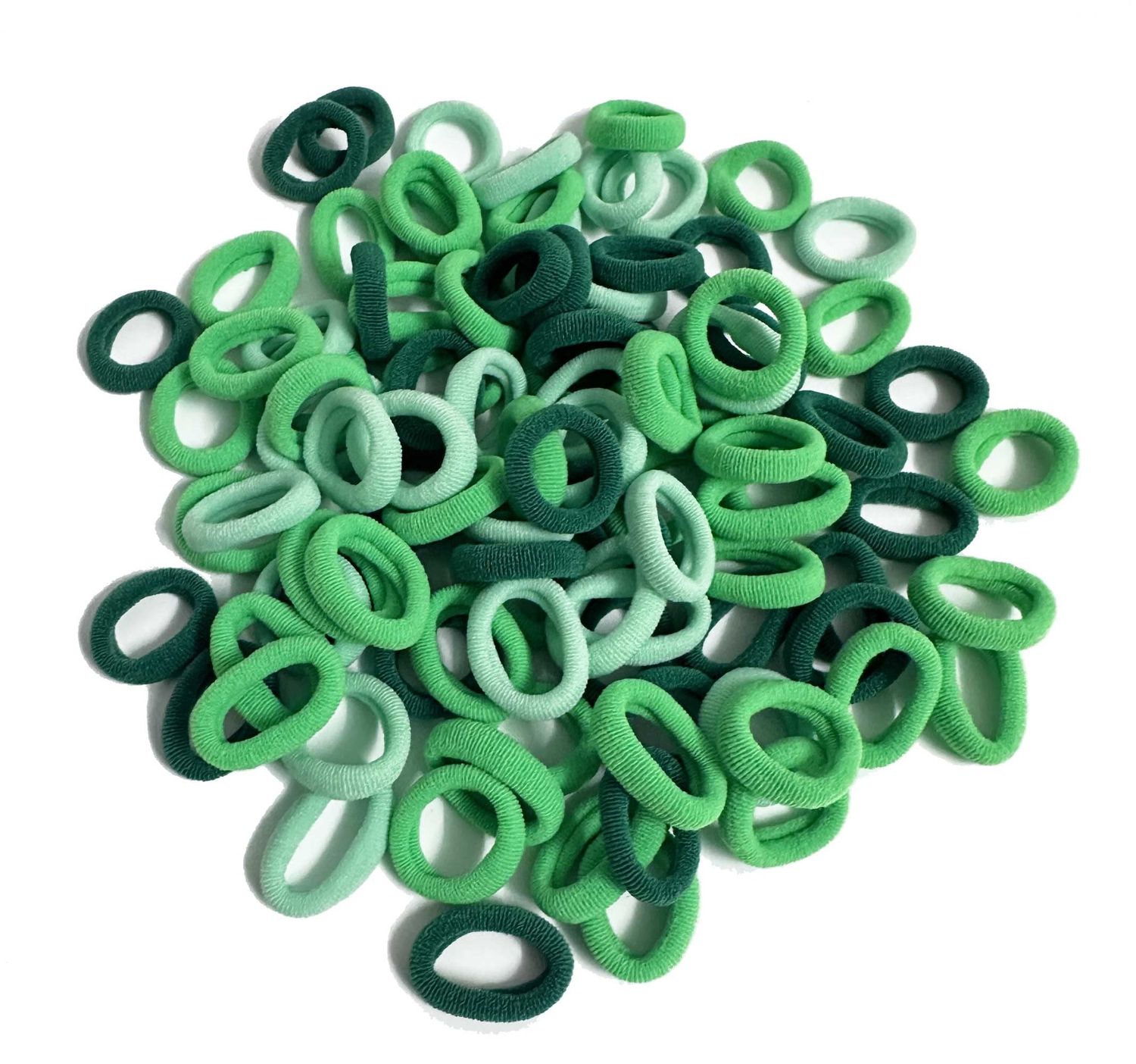 100Pcs Seamless Cotton Hair Ties for Toddler Girls Elastics Hair Ties No Damage Diameter 1 inch Ponytail Holders Baby Thin Hair Green