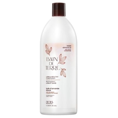 Bain de Terre Sweet Almond Oil Long &amp; Healthy Conditioner, Strength &amp; Protection for Weak, Damaged Hair, with Argan &amp; Monoi Oils, Paraben-Free, Color-Safe, Vegan, 33.8 Fl Oz