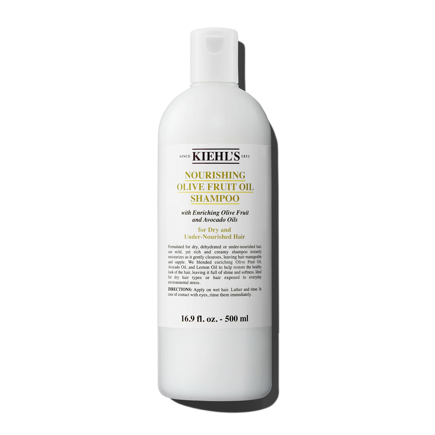 Kiehl&#39;s Nourishing Olive Fruit Oil Shampoo, Moisturizing Hair Shampoo for Dry &amp; Damaged Hair, Leaves Hair Soft and Shiny, Restores Shine, with Avocado Oil &amp; Lemon Oil - 16.9 fl oz