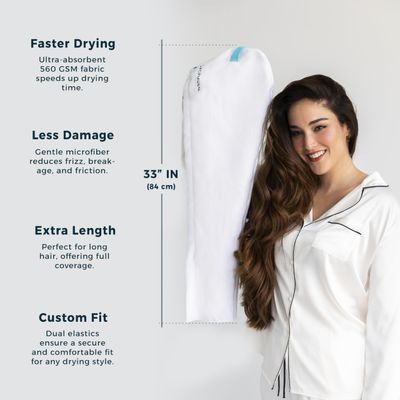 FORMUL-A - Microfiber Hair Towel Wrap for Women - Anti Frizz Towel - Fast Hair Drying Towel Wrap - Hair Care Products - Hair Plopping Wrap Towel - Hair Turban for Wet Hair - Super Absorbent