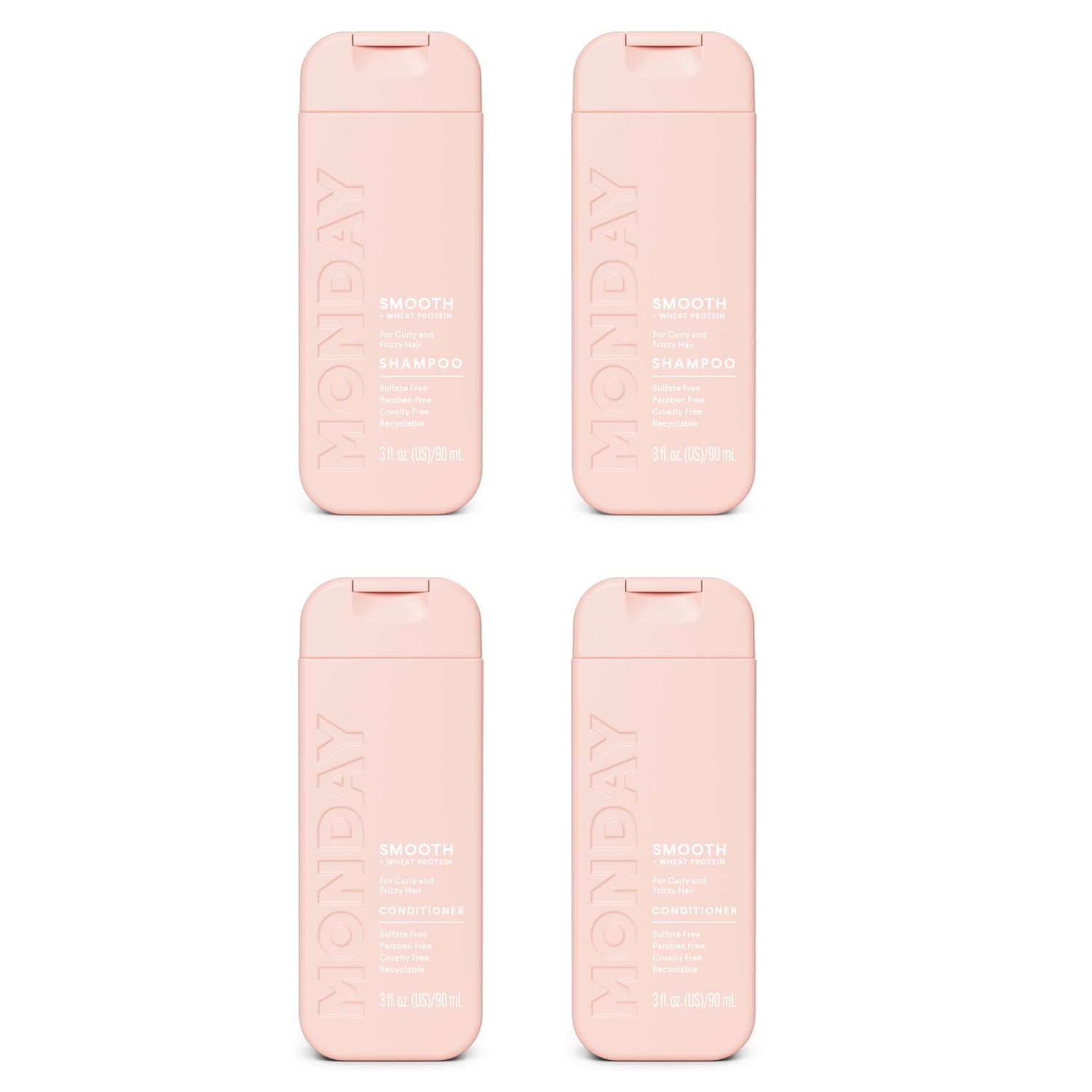 Monday Haircare Smooth Shampoo &amp; Conditioner Travel Pack - 3oz, 90ML Travel Kit (2 x Shampoo,2 x Conditioner)