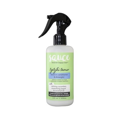 SAUCE BEAUTY Leave In Conditioner &amp; Detangler Spray (8 Fl Oz) Tzatziki Leave In Conditioner for Curly, Oily &amp; Damaged Hair, Fly Away Hair Tamer, Curl Enhancer, Detangling Spray with Coconut Oil