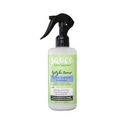 SAUCE BEAUTY Leave In Conditioner &amp; Detangler Spray (8 Fl Oz) Tzatziki Leave In Conditioner for Curly, Oily &amp; Damaged Hair, Fly Away Hair Tamer, Curl Enhancer, Detangling Spray with Coconut Oil