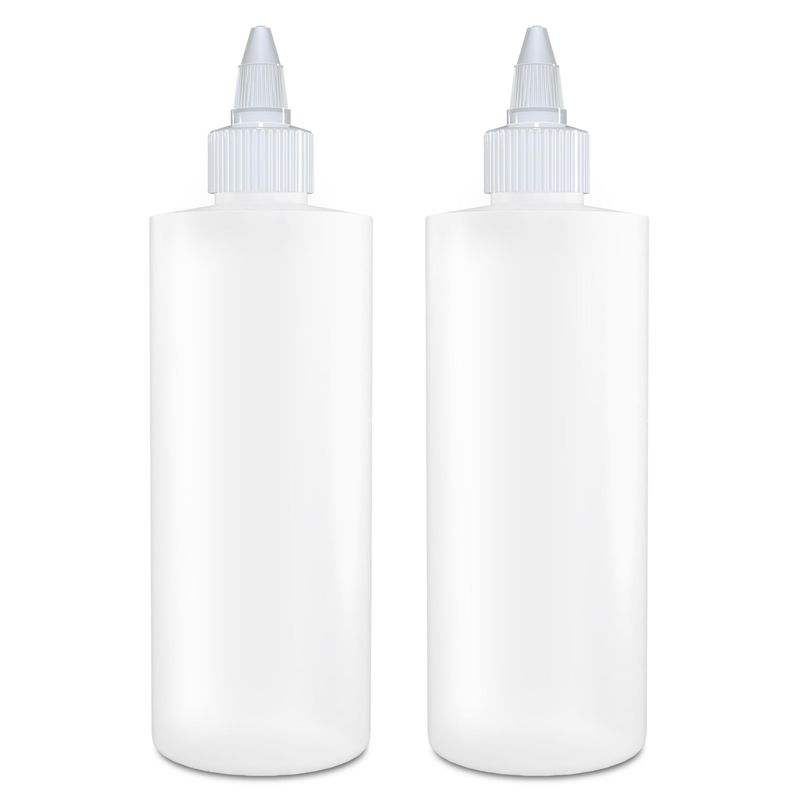 BRIGHTFROM Twist Top Applicator Bottles, Squeeze 8 OZ Empty Plastic Bottles, Refillable, Open/Close Nozzle - Hair Coloring/Multi Purpose (Pack of 2)