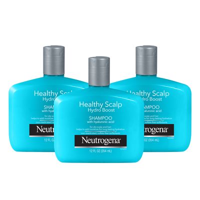 Neutrogena Moisturizing Healthy Scalp Hydro Boost Shampoo for Dry Hair and Scalp, with Hydrating Hyaluronic Acid, pH-Balanced, Paraben &amp; Phthalate-Free, Color-Safe, 12 Fl Oz (pack of 3)