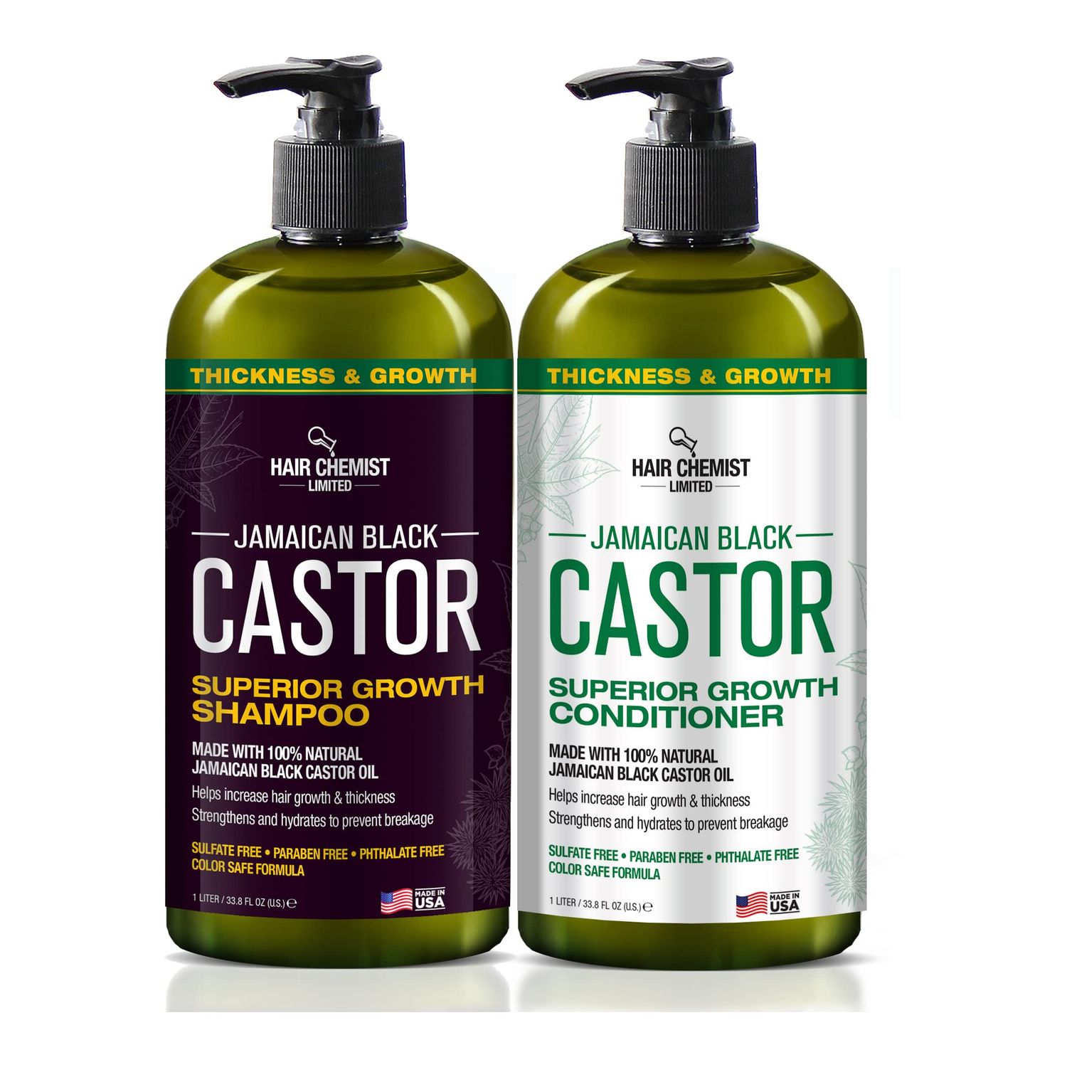 Hair Chemist Superior Growth Jamaican Black Castor Shampoo 33.8oz &amp; Conditioner 33.8oz - 2-PC Shampoo &amp; Conditioner for Hair Growth