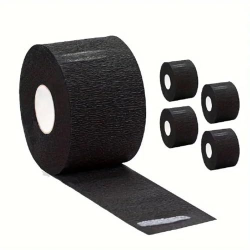 Studio Limited Disposable Barber Neck Strips Tape Paper Roll Barber Supplies Neck Strips Disposable Paper - Black (500 Strips, 5 Rolls)