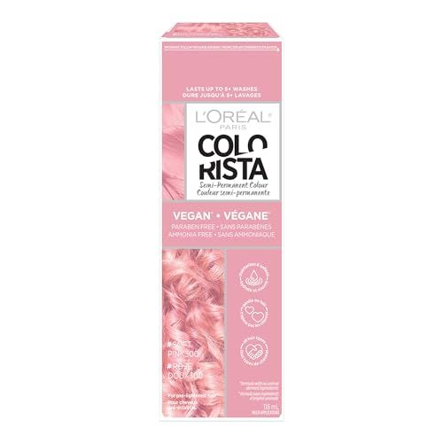 L&#39;Oreal Paris Colorista Semi Permanent Hair Color for Bleached or Blonde Hair, Color Depositing Hair Mask Formula, Soft Pink