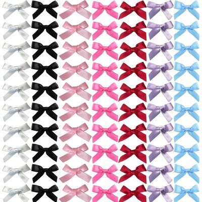 SALOCY 70PCS Mini Hair Bows for Women Girls,Pink Bows for Hair Red Hair Bows Ribbon Bowknots Hairclips Pink Ribbon Bows Black Satin Bow Hair Clips for Hair Design
