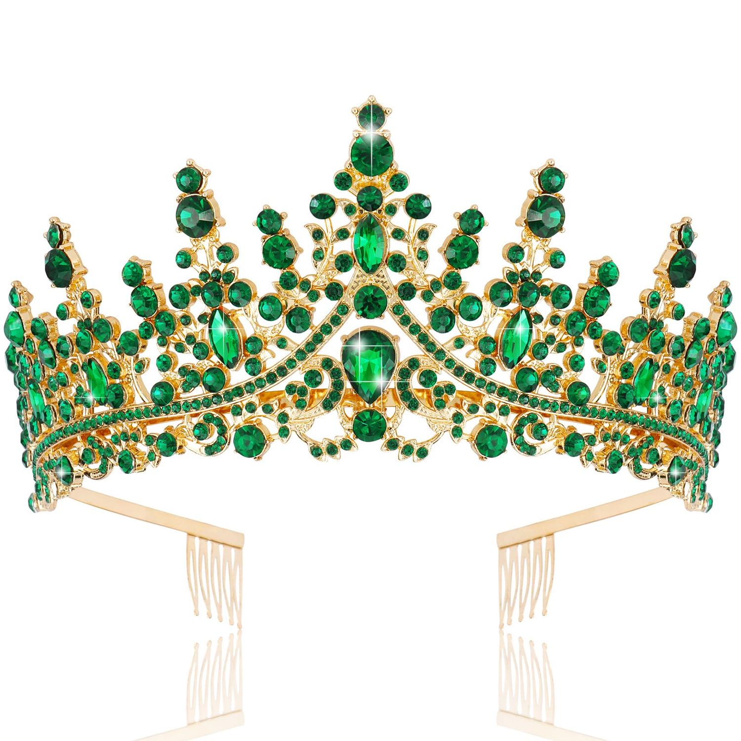 TOBATOBA Green Crown Green Tiara for Women Birthday Queen Crown Wedding Tiara for Women Crystal Tiaras and Crowns Royal Princess Green Accessories for Halloween Prom Pageant Cosplay