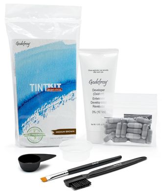 Godefroy Hair Color Tint Kit for 100% Gray Coverage, Medium Brown, 20 Applications, Long-Lasting Root Touch-Up for Men &amp; Women, Pre-Measured Capsules, No Waste, DIY Salon-Quality Results at Home