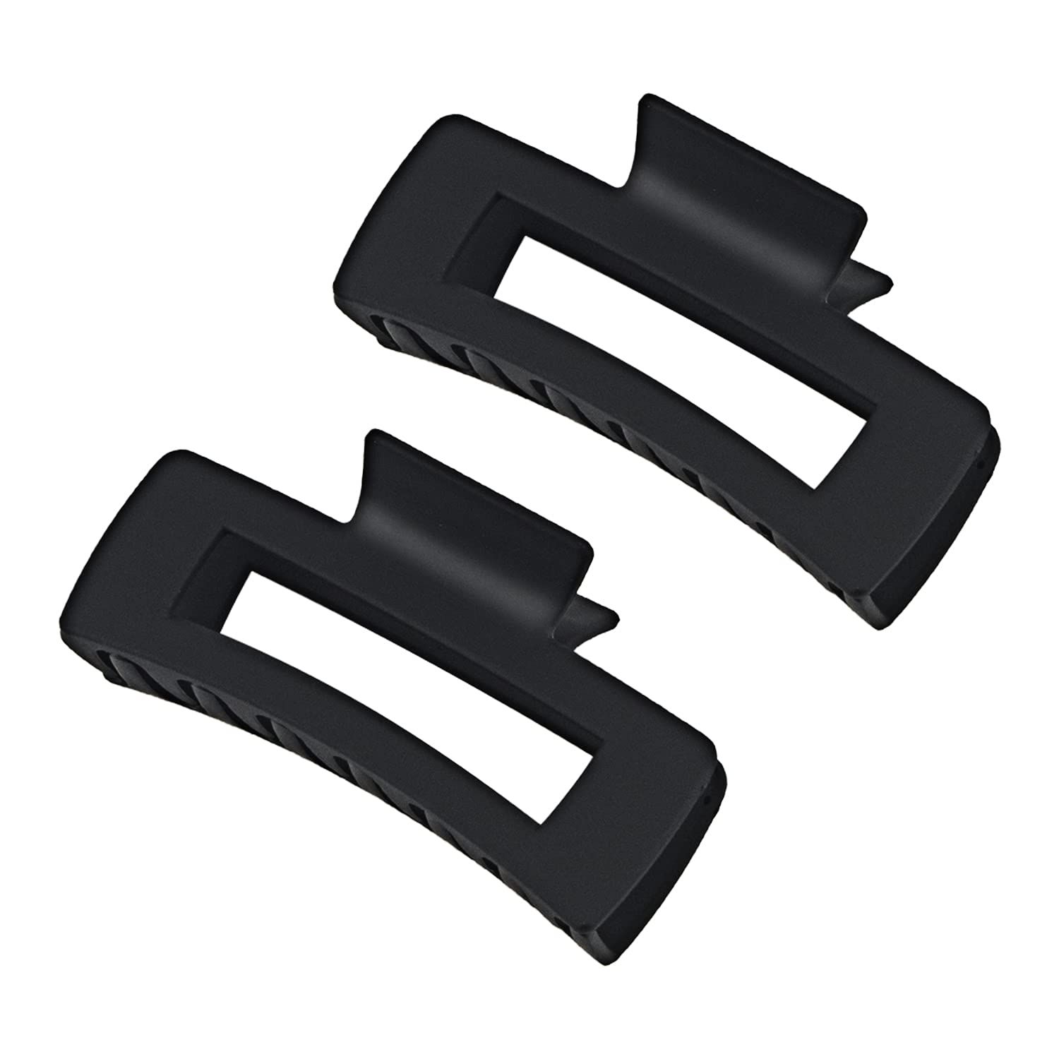 Black Hair Claw Clips for Women Girls, Large 4.2&quot; Matte Rectangle Nonslip Jaw Clips for Thick and Thin Hair, 2 Packs