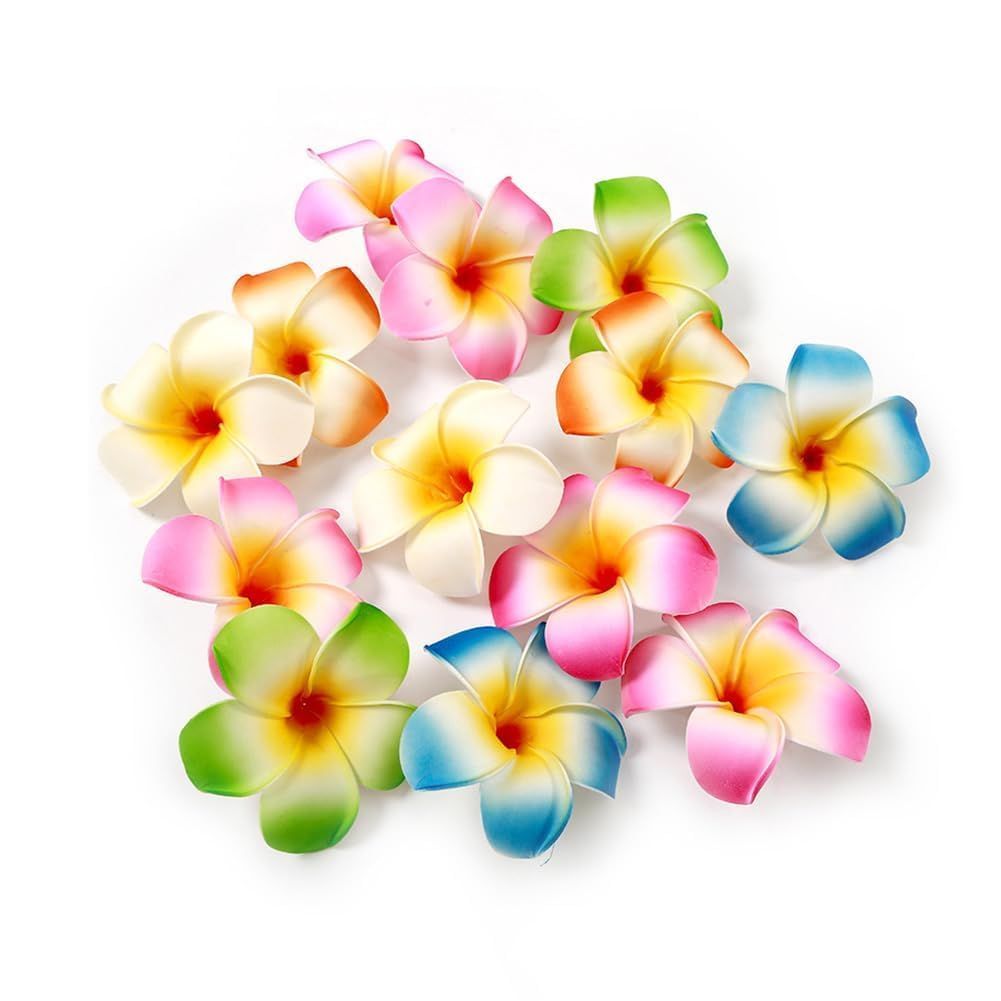 10Pcs Multicolor Hawaii Plumeria Flower Clips Hawaiian Flower Hair Barrettes Beach Party Hair Clips Artificial Tropical Flower Hairpins for Wedding Hair Accessories (7cm)