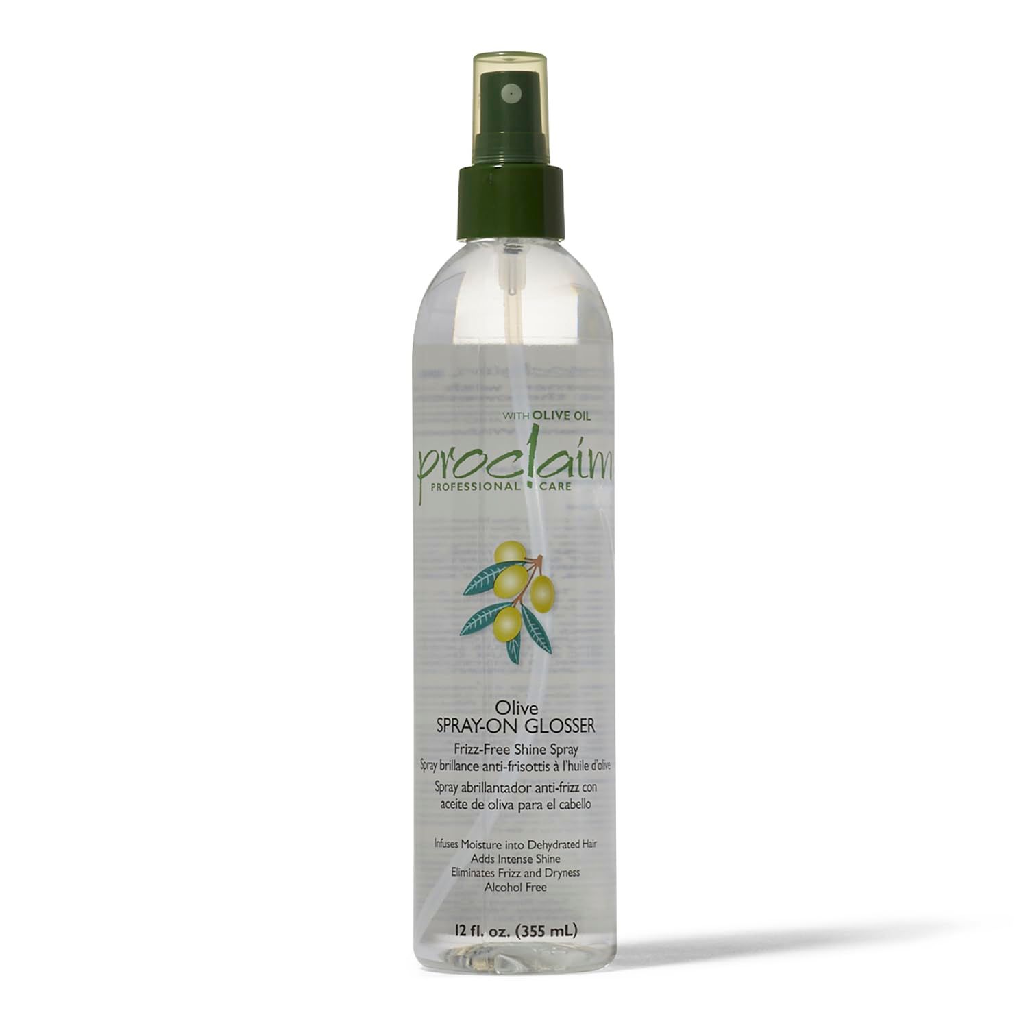 Proclaim Olive Spray On Glosser, Detangling, Smoothing, Antifrizz, Relaxed or Permed Hair, Paraben free, Sulfate Free, Enhances Color