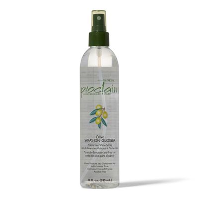 Proclaim Olive Spray On Glosser, Detangling, Smoothing, Antifrizz, Relaxed or Permed Hair, Paraben free, Sulfate Free, Enhances Color