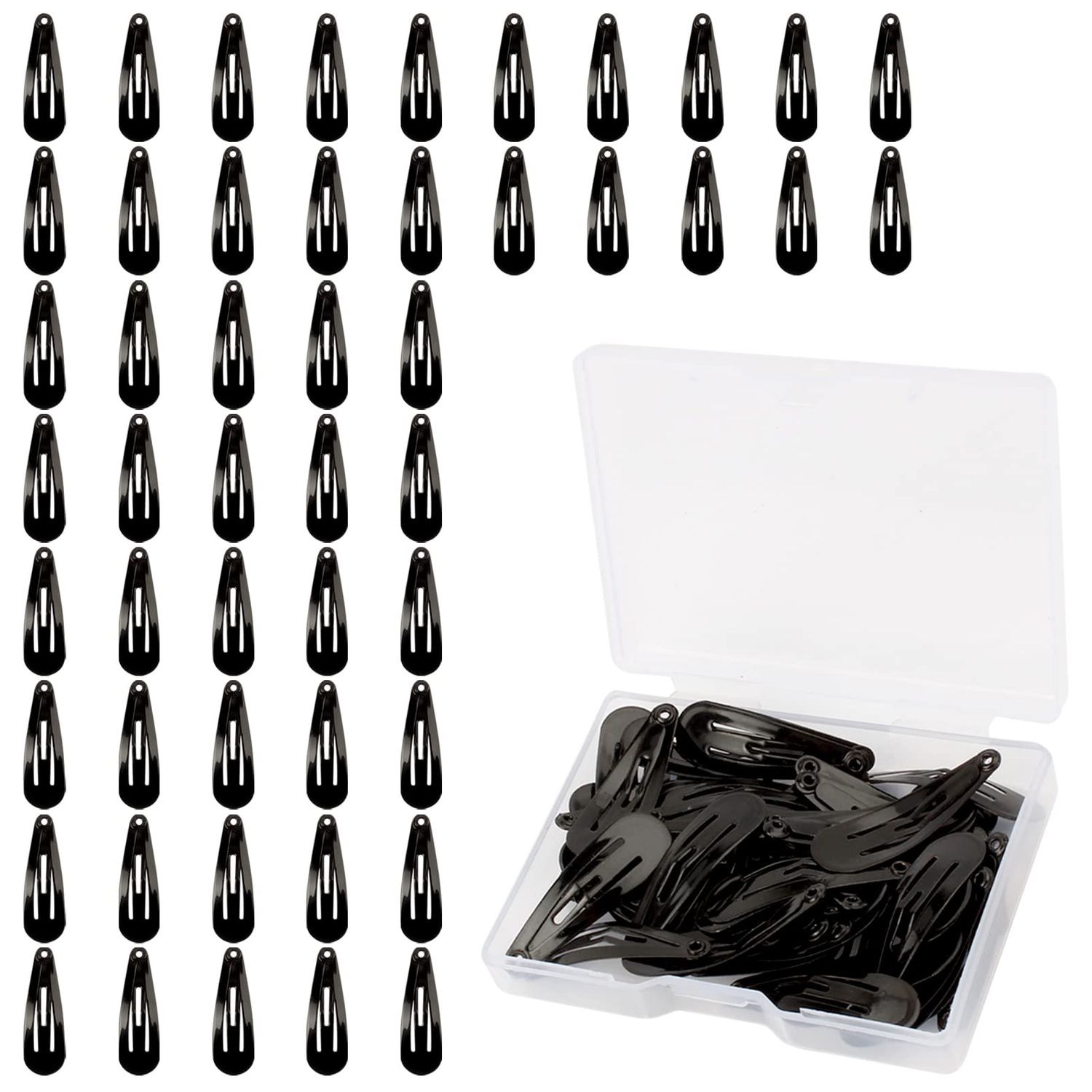 Clips for Hair Barrettes Women Metal Snap Hair Clips Accessories (50Pack, Black, 1.2 inch)