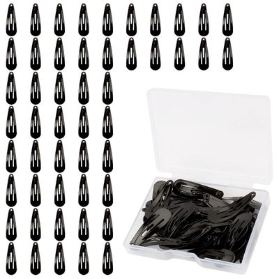 Clips for Hair Barrettes Women Metal Snap Hair Clips Accessories (50Pack, Black, 1.2 inch)