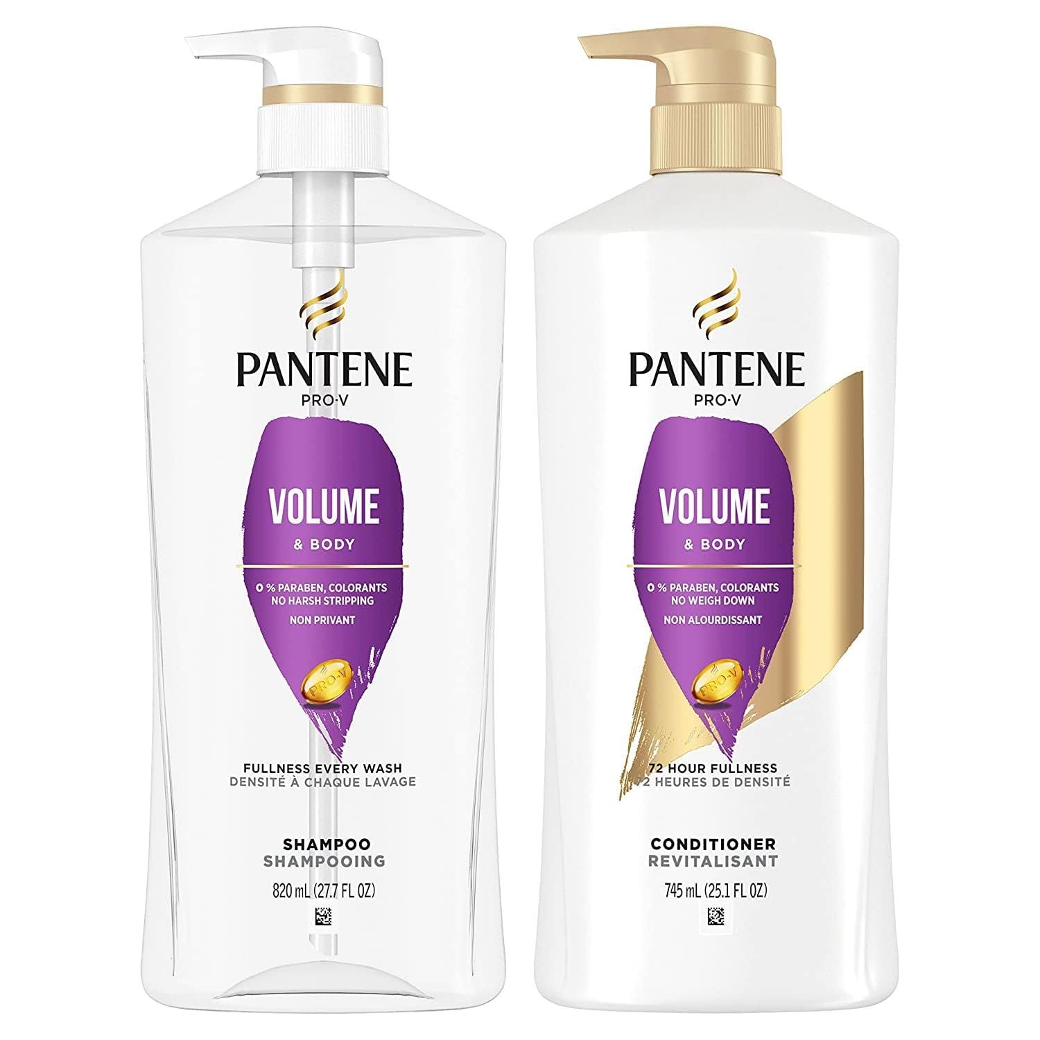 Pantene Shampoo, Conditioner and Hair Treatment Set, Volume &amp; Body for Fine Hair, Safe for Color-Treated Hair