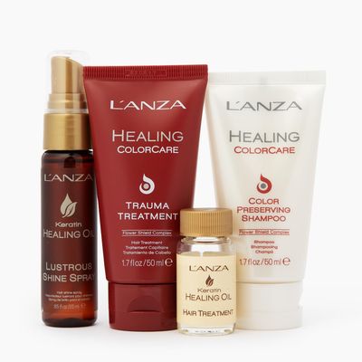 L&#39;ANZA Mini Must Haves Kit, ColorCare Hair Products for Damaged and Colored Hair, Color Preserving Shampoo, Trauma Treatment &amp; Lustrous Hair Spray, Luxury Hair Care Kit, Sample Size Travel Set